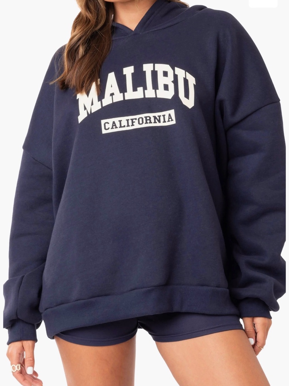 NWOT Edikted Navy Malibu California Hoodie, never washed/worn org $70